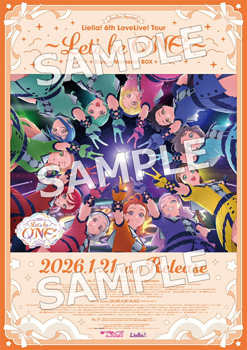 �ڳ�ŷ�֥å�������������ŵ+������ŵ�ۥ�֥饤�֡������ѡ�������!!Liella!6thLoveLive!Tour���Let'sbeONE���Blu-rayMemorialBOX��Blu-ray��(A4���ꥢ�ե�����+������륭���ۥ����11�糧�å�+B2���Υݥ�����)[Liella!]