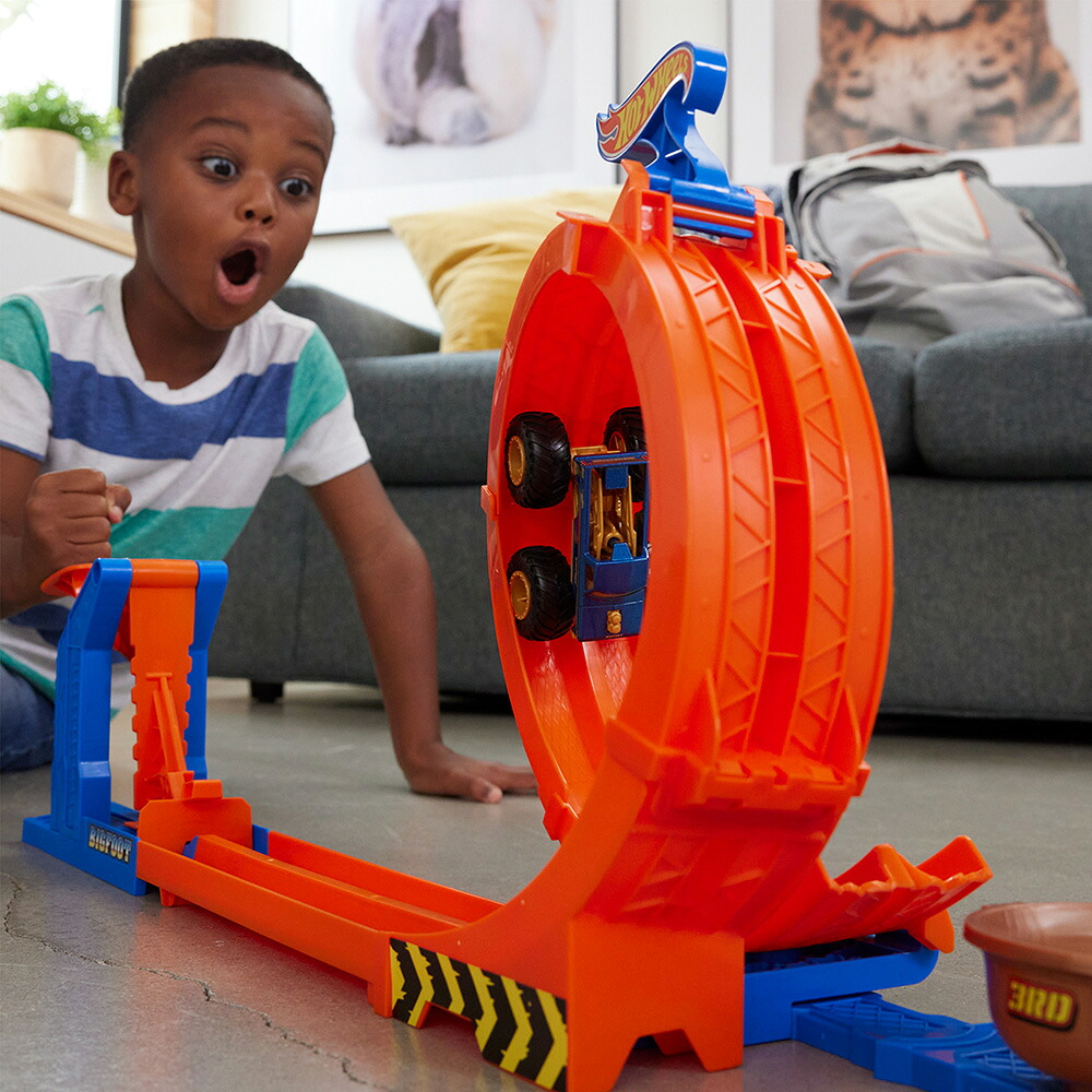 ホットウィール(HotWheels)モンスタートラックトロフィーチャレンジミニカー1台付乗り物おもちゃプレイセット4歳からオレンジJBX64