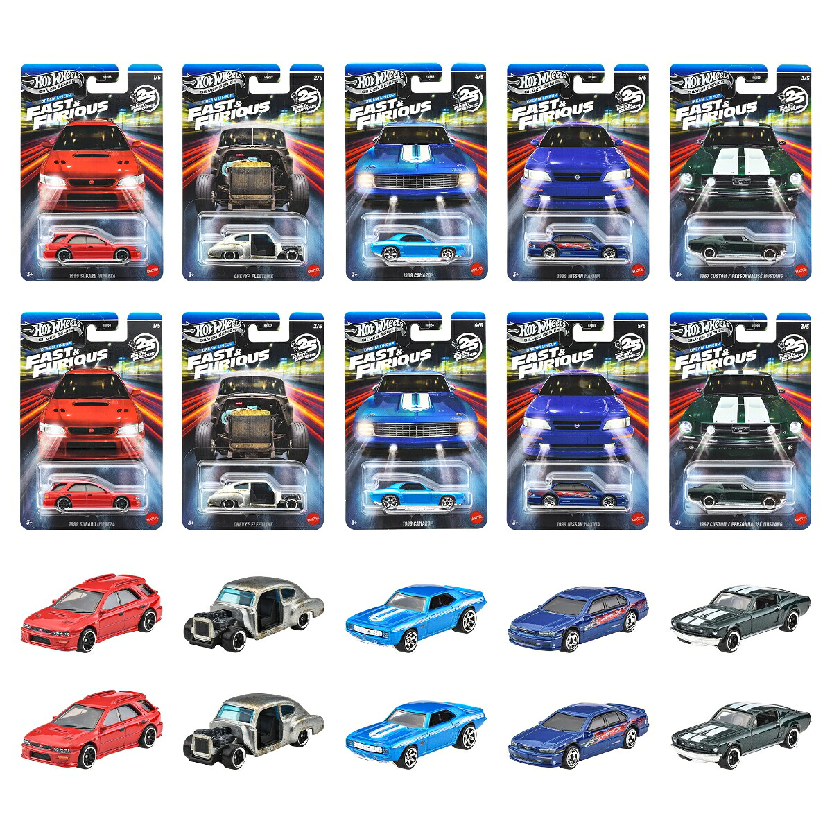 ホットウィール(HotWheels)ワイルド・スピードテーマアソート-ドリームラインアップ乗り物おもちゃミニカー10台入りBOX販売3歳からマルチHNR88-986N