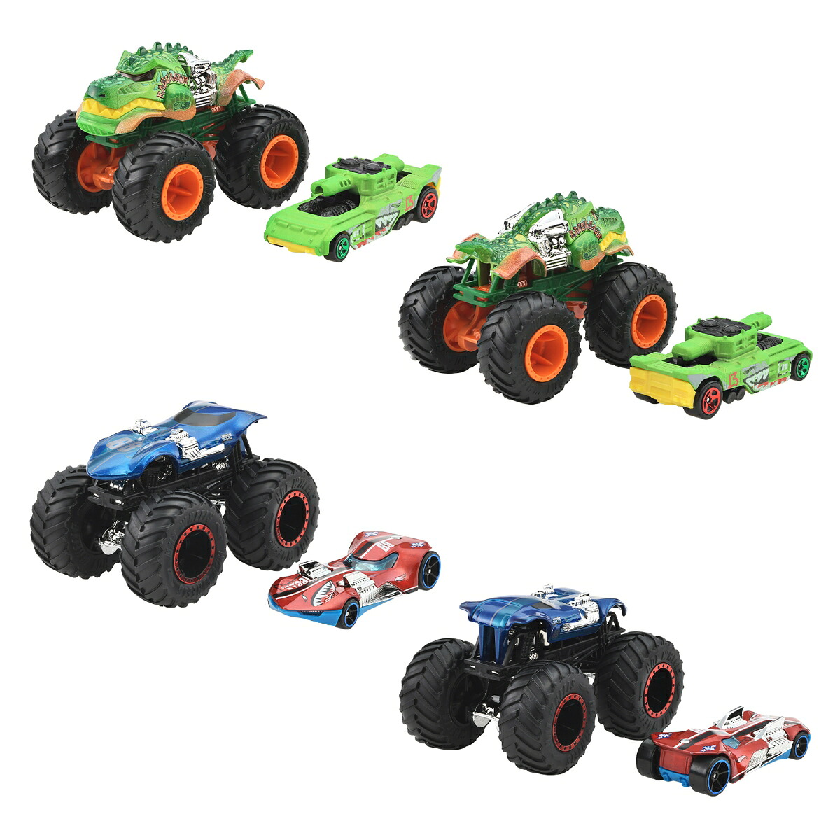 ホットウィール(HotWheels)モンスタートラック+ダイキャストカーアソートメント乗り物おもちゃミニカー8セット計16台入りBOX販売3歳からマルチGRH81-986T