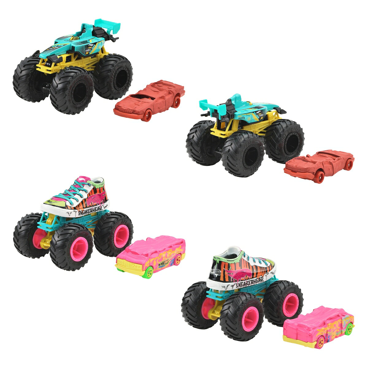 ホットウィール(HotWheels)モンスタートラック+ダイキャストカーアソートメント乗り物おもちゃミニカー8セット計16台入りBOX販売3歳からマルチGRH81-986T
