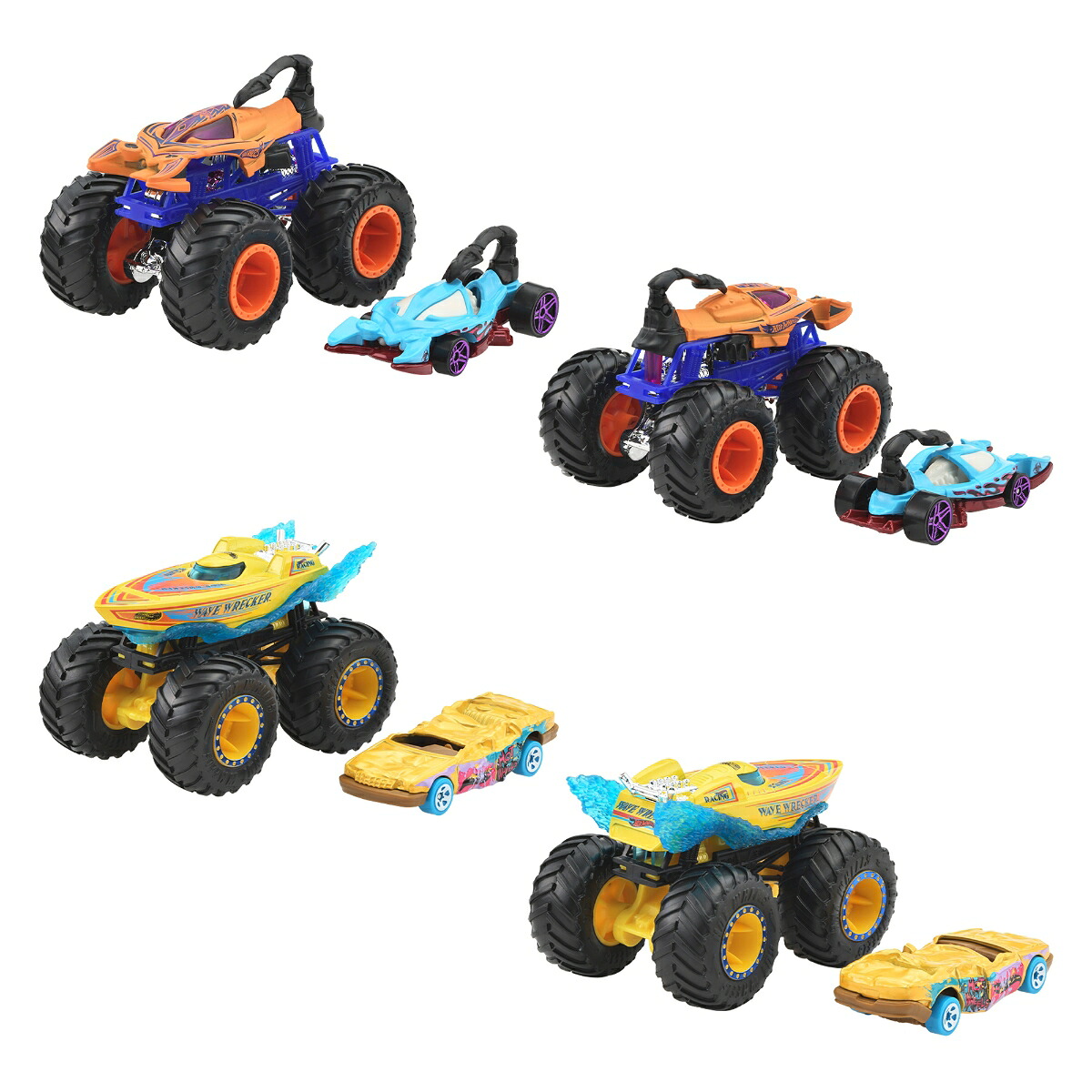 ホットウィール(HotWheels)モンスタートラック+ダイキャストカーアソートメント乗り物おもちゃミニカー8セット計16台入りBOX販売3歳からマルチGRH81-986T