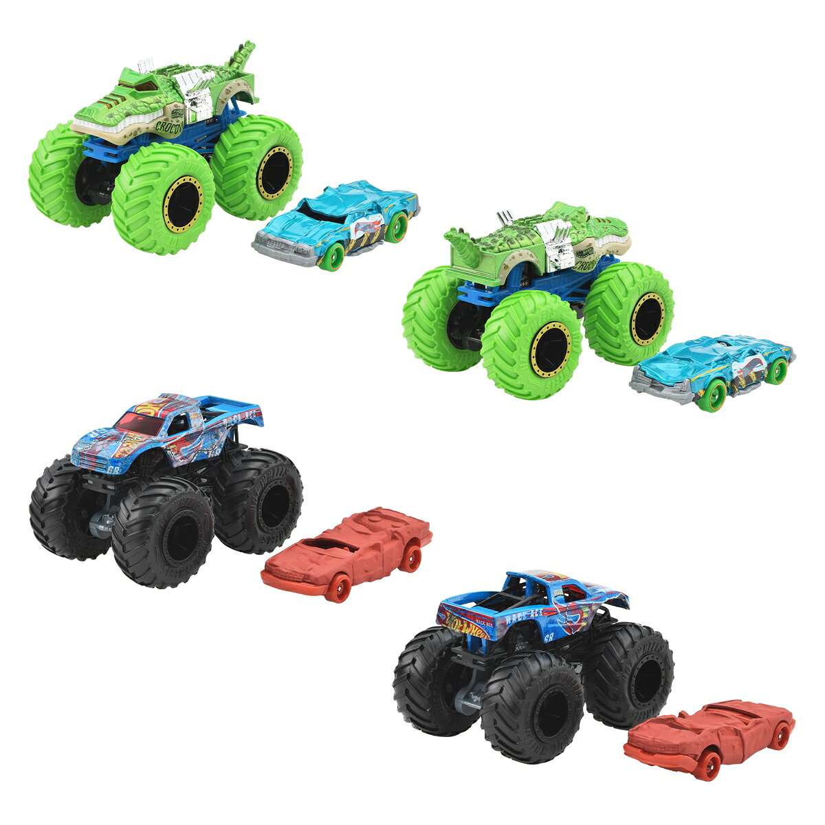 ホットウィール(HotWheels)モンスタートラック+ダイキャストカーアソートメント乗り物おもちゃミニカー8セット計16台入りBOX販売3歳からマルチGRH81-986T