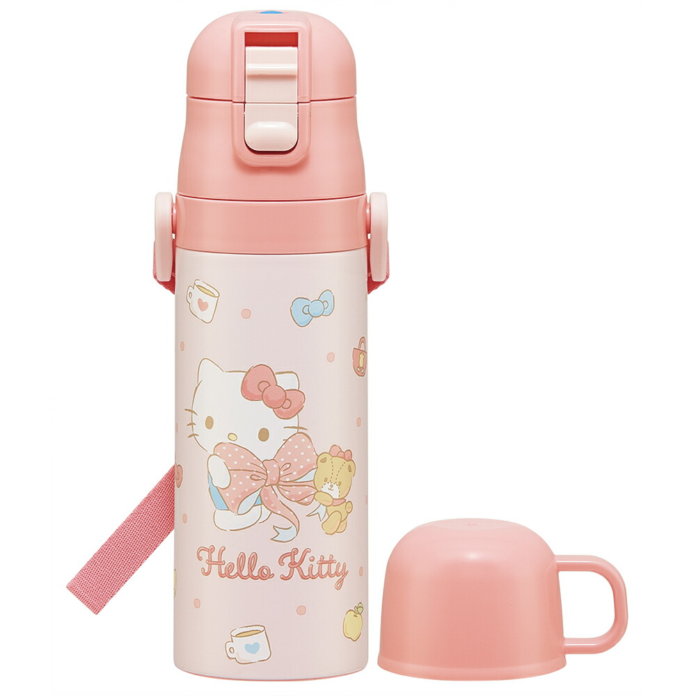 サンリオ ハローキティ ビックリボン　水筒 子供 真空ステンレス 保冷 2WAY ボトル 直飲み470ml コップ 430ml画像