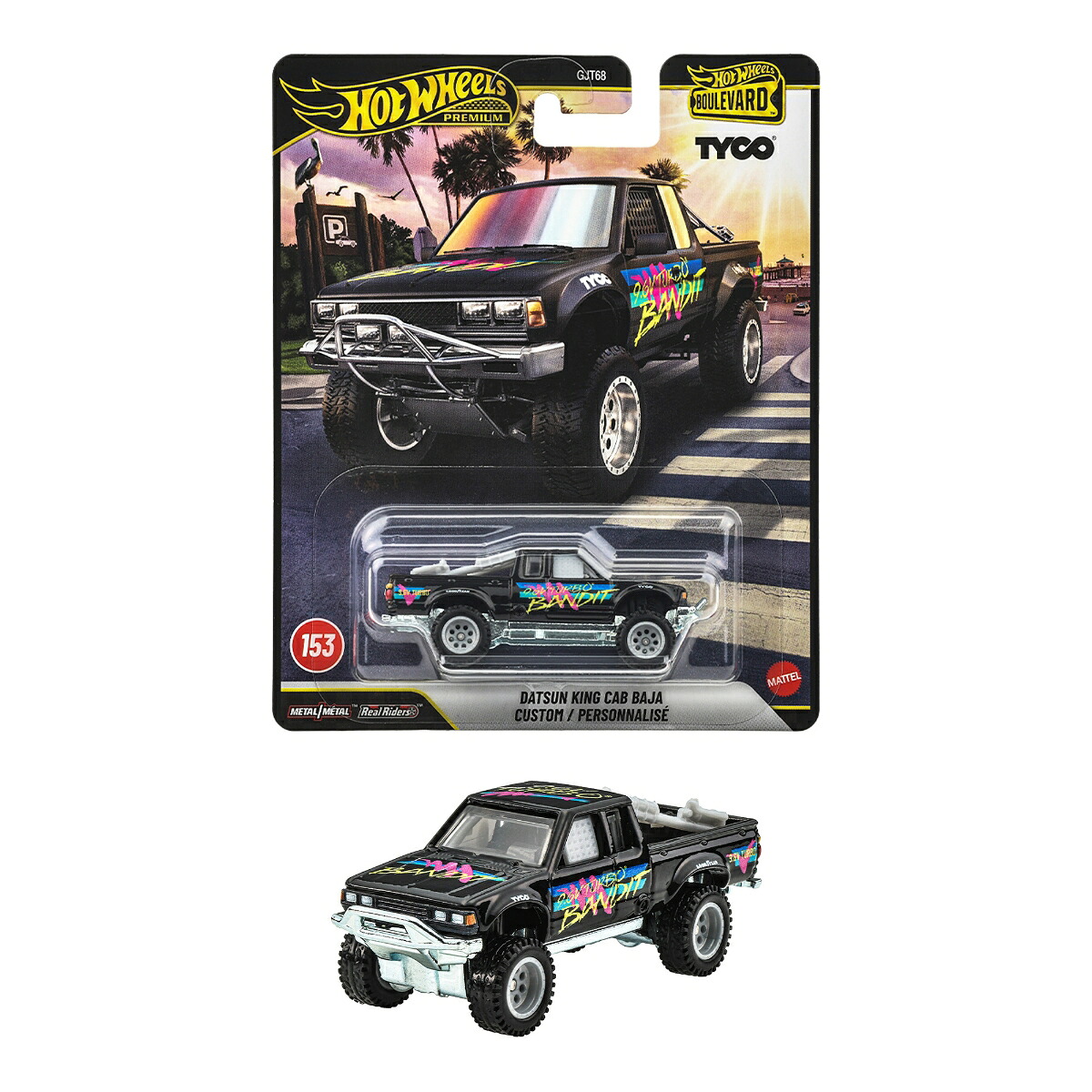 ホットウィール(HotWheels)ブールバードダットサンキングキャブバハカスタム乗り物おもちゃミニカー3歳からブラックJHW32