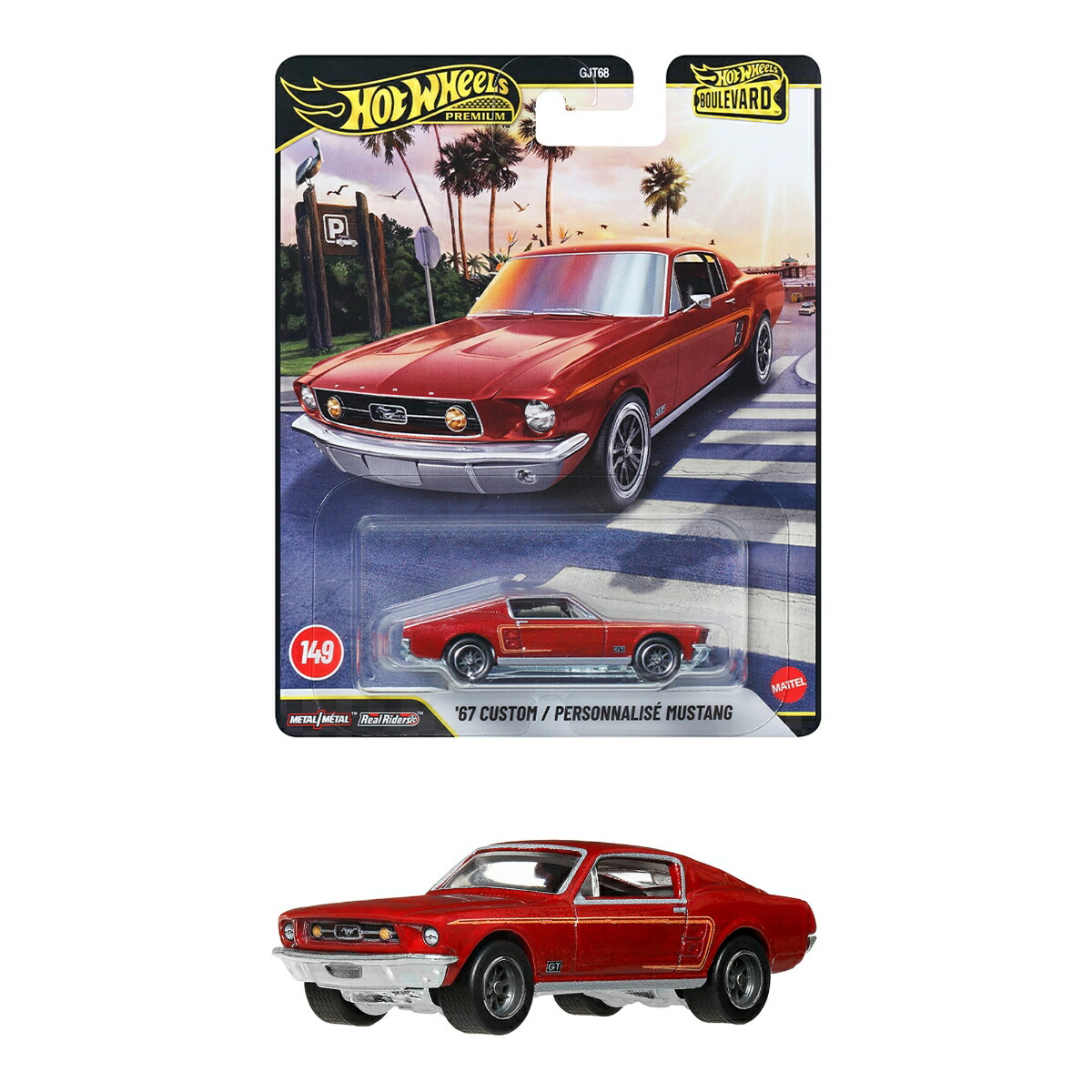 ホットウィール(HotWheels)ブールバード'67カスタムマスタング乗り物おもちゃミニカー3歳からレッドJHW40