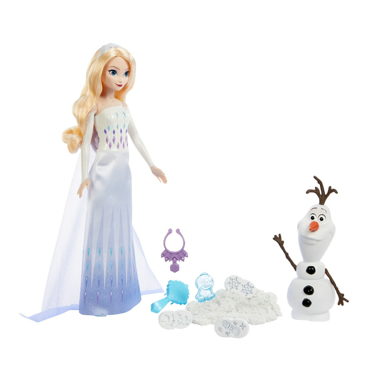 マテルアナと雪の女王（DisneyFrozen）エルサとオラフポンっとスタンプ！ゆきあそびきせかえ人形・ハウスままごと・ごっこ遊びプレイセットドール、フィギュア各1体付3歳からホワイトHYH10