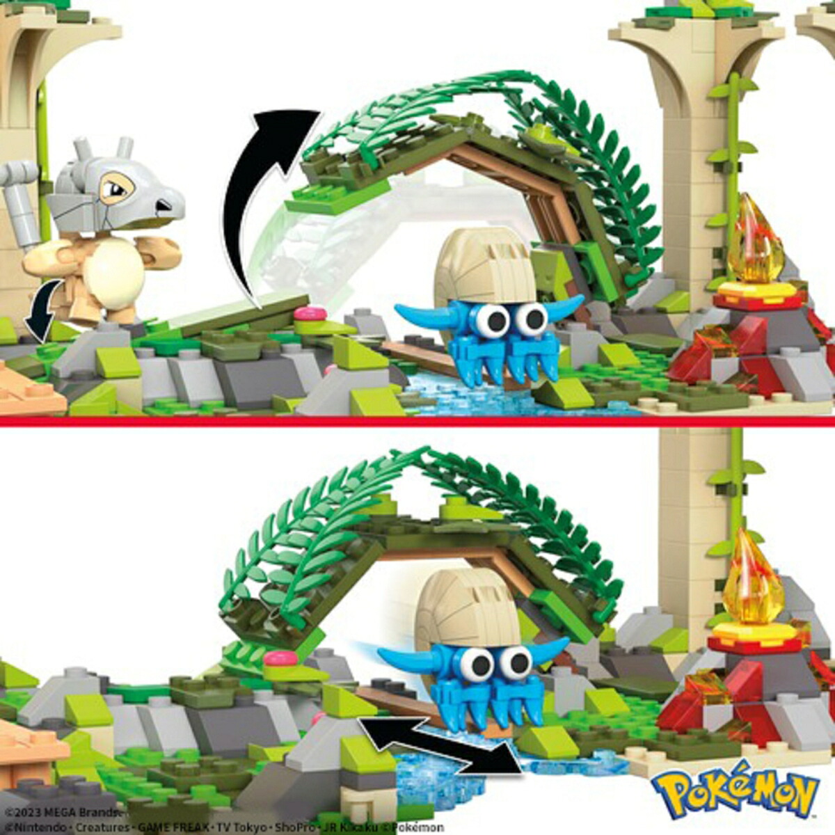 メガ(MEGA)ポケモンアドベンチャーワールドはっけん！ジャングルの古代遺跡～ヒトカゲ、カラカラ、オムナイトのセット～【ブロックセット】【ブロックピース数：464ピース】【7才~】HDL86