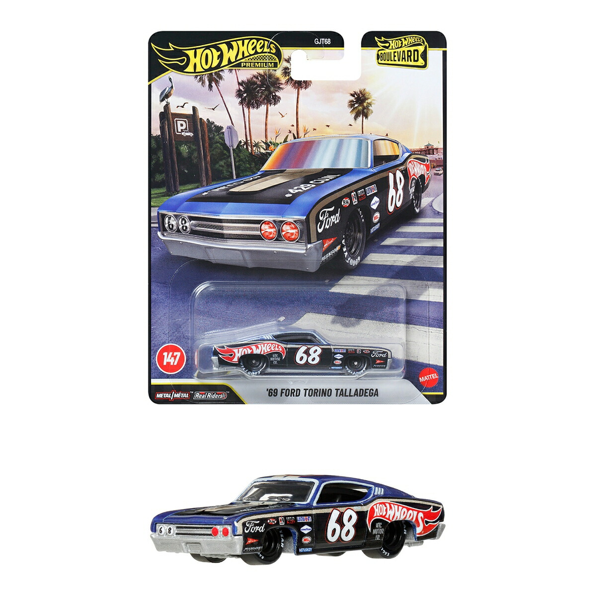 ホットウィール(HotWheels)ブールバード'69フォードトリノタラデガ乗り物おもちゃミニカー3歳からブルーJHW28