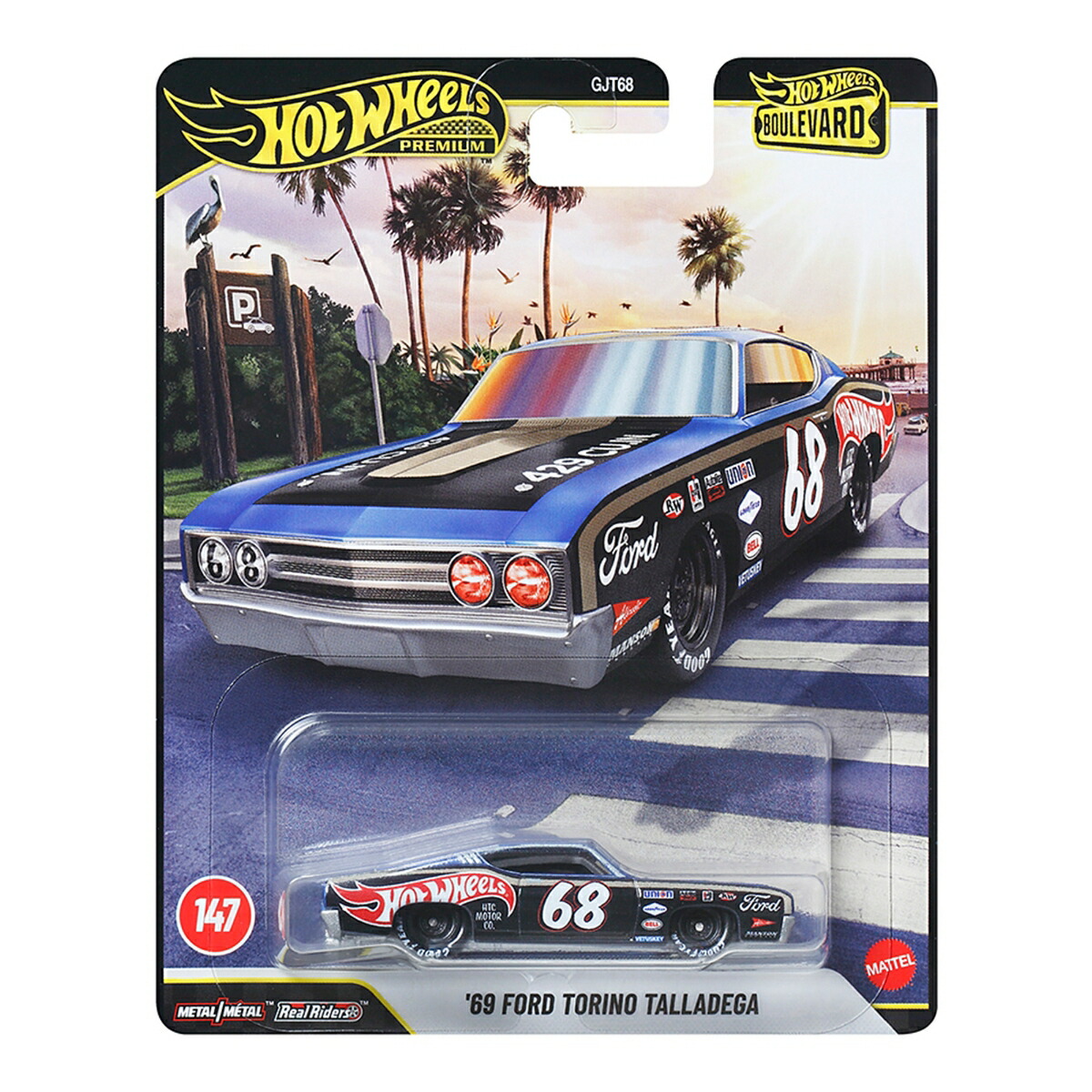 ホットウィール(HotWheels)ブールバード'69フォードトリノタラデガ乗り物おもちゃミニカー3歳からブルーJHW28