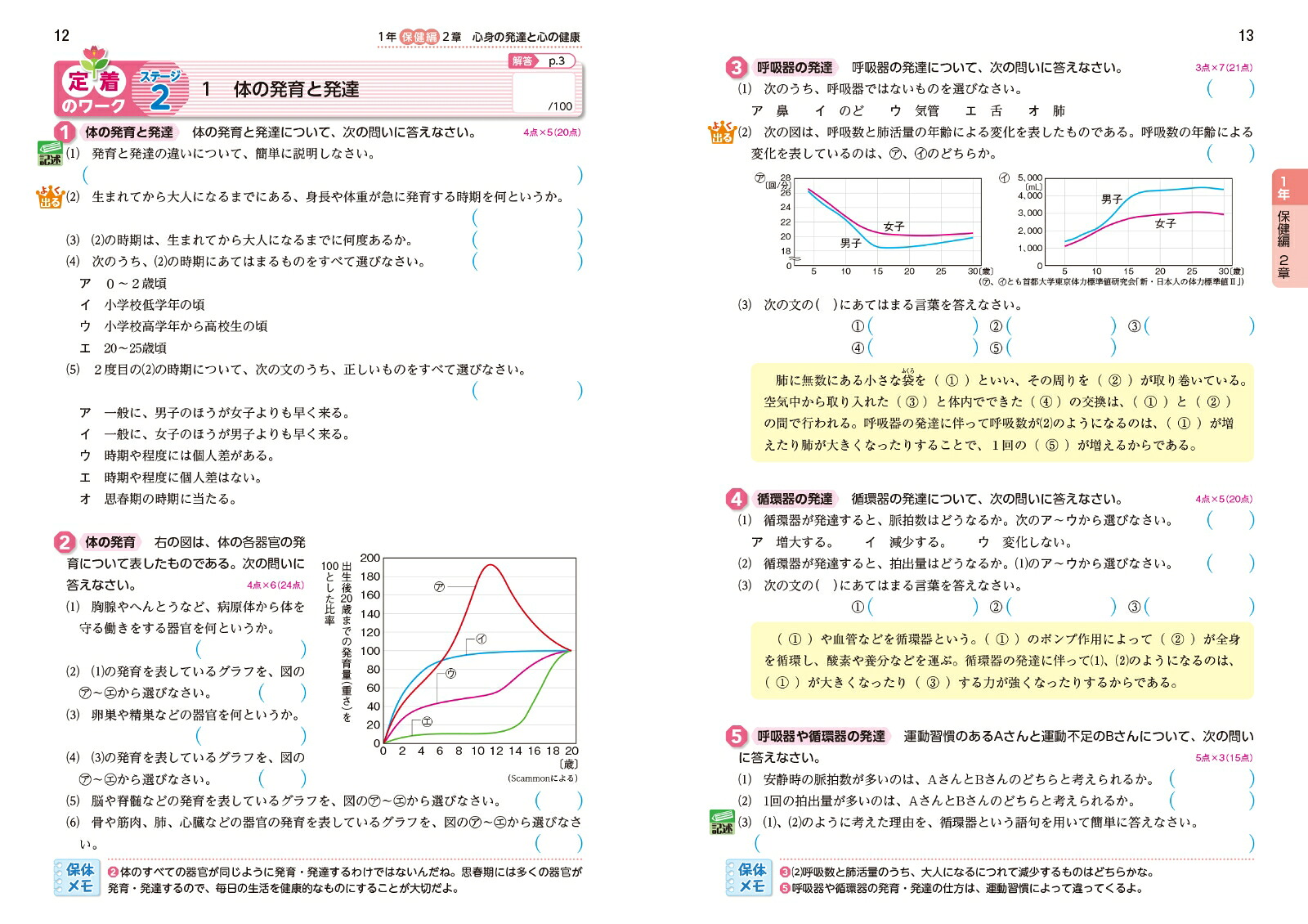 中学教科書ワーク保健体育1～3年全教科書対応版