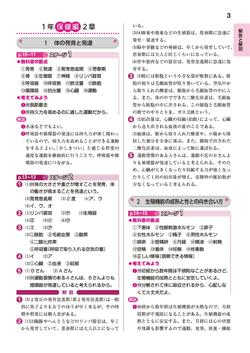 中学教科書ワーク保健体育1～3年全教科書対応版