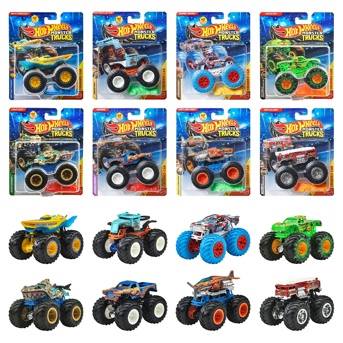 ホットウィール(HotWheels)モンスタートラック1:64アソート乗り物おもちゃミニカー8台入りBOX販売3歳からマルチFYJ44-982F