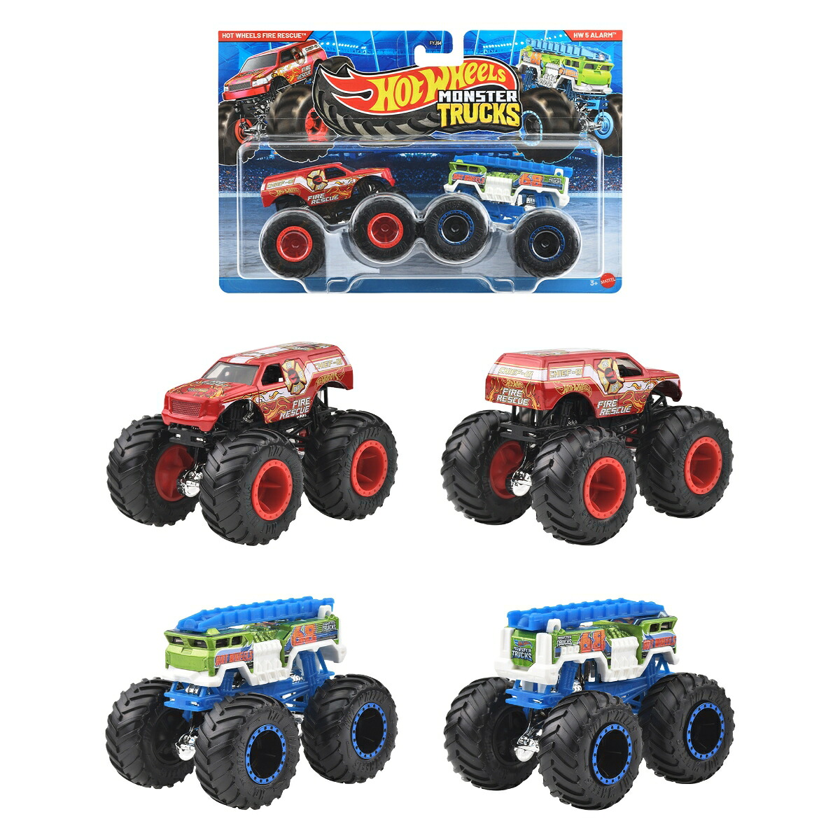 ホットウィール(HotWheels)モンスタートラック1:642パックアソート乗り物おもちゃミニカー2台組×8セット入りBOX販売3歳からマルチFYJ64-987C