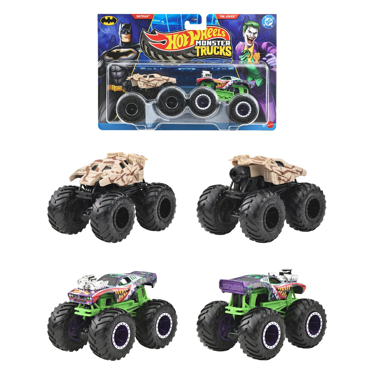 ホットウィール(HotWheels)モンスタートラック1:642パックアソート乗り物おもちゃミニカー2台組×8セット入りBOX販売3歳からマルチFYJ64-987C