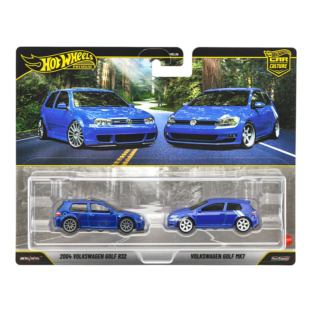 ホットウィール(HotWheels)プレミアム2パック2004フォルクスワーゲンゴルフR32/フォルクスワーゲンゴルフMK7乗り物おもちゃミニカー3歳からブルーJHW49