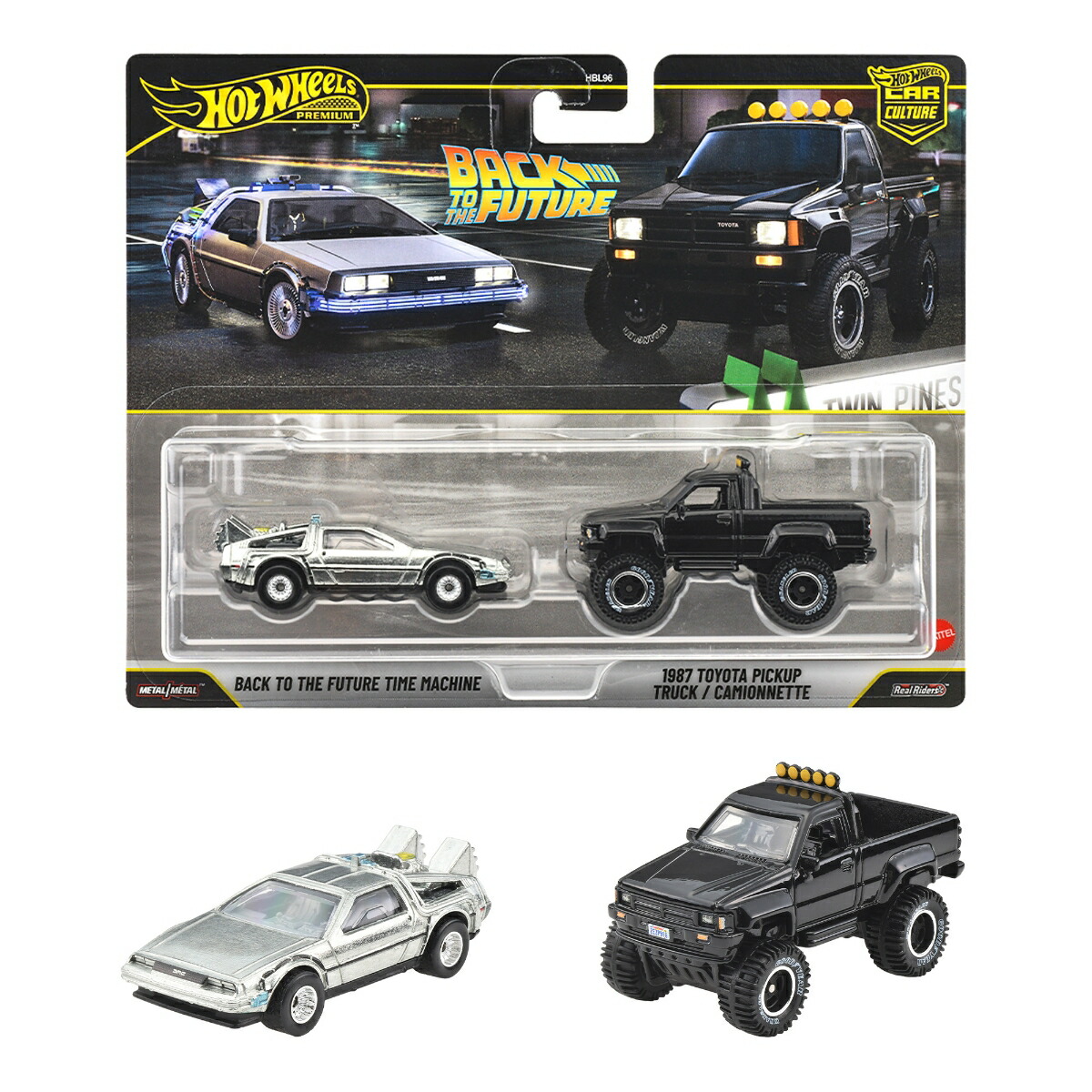 ホットウィール(HotWheels)プレミアム2パックバック・トゥ・ザ・フューチャータイムマシン/1987トヨタピックアップトラック乗り物おもちゃミニカー3歳からマルチJHW48