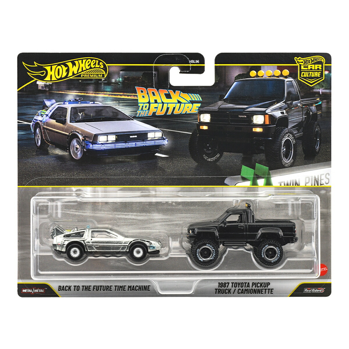 ホットウィール(HotWheels)プレミアム2パックバック・トゥ・ザ・フューチャータイムマシン/1987トヨタピックアップトラック乗り物おもちゃミニカー3歳からマルチJHW48