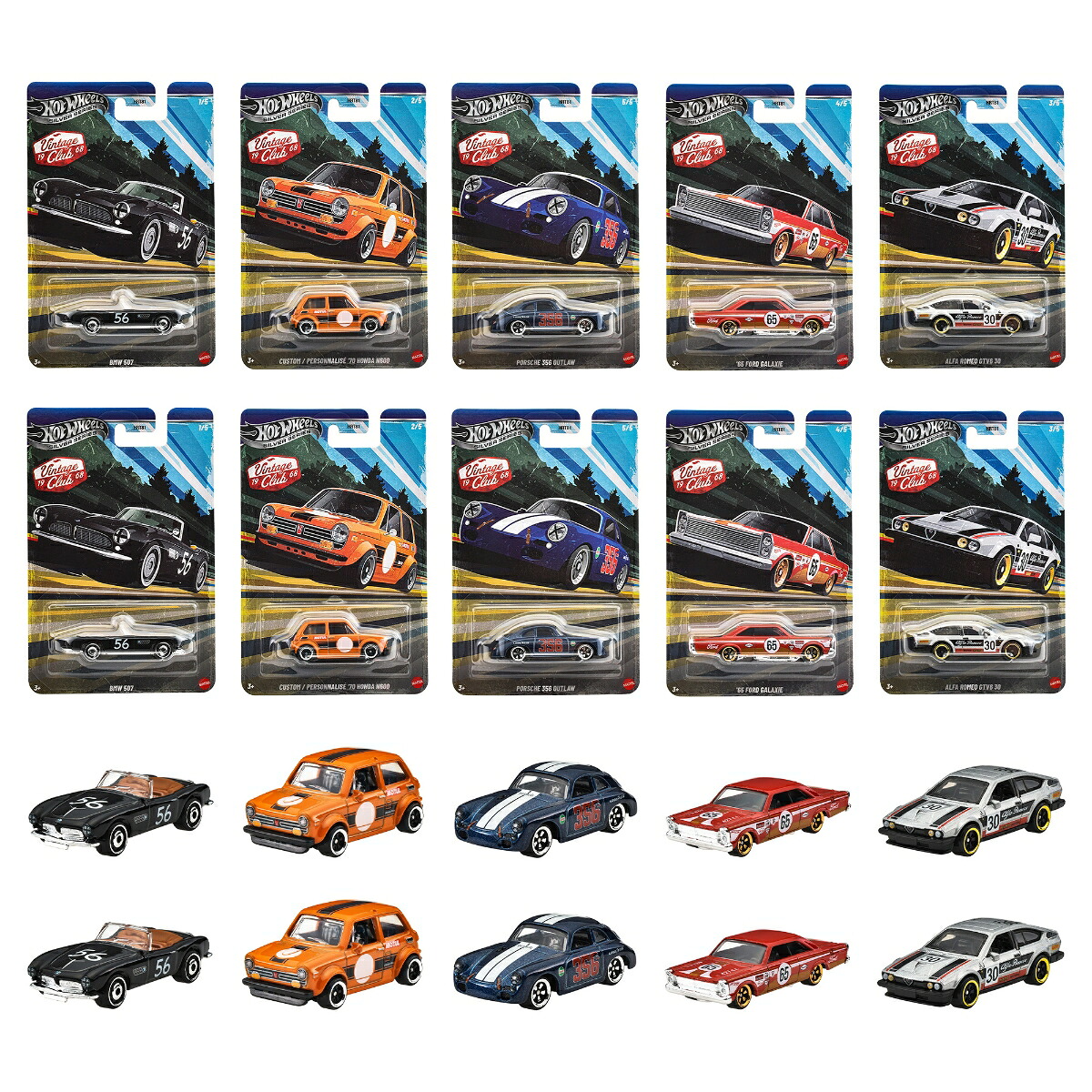 ホットウィール(HotWheels)ヴィンテージアソート-ヴィンテージグランプリ乗り物おもちゃミニカー10台入りBOX販売3歳からマルチHRT81-986J
