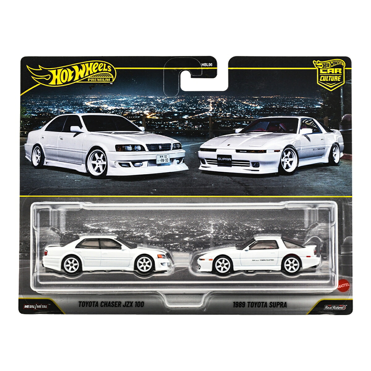 ホットウィール(HotWheels)プレミアム2パックトヨタチェイサーJZX100/1989トヨタスープラ乗り物おもちゃミニカー3歳からホワイトJHW57