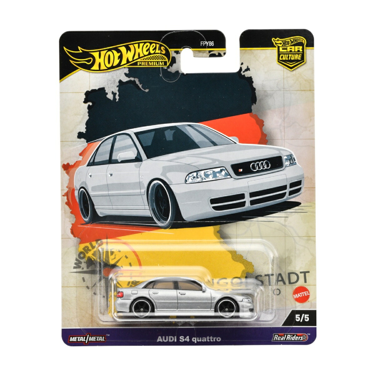 ホットウィール(HotWheels)カーカルチャーワールドツアーアウディS4クワトロ乗り物おもちゃミニカー3歳からシルバーHRV81