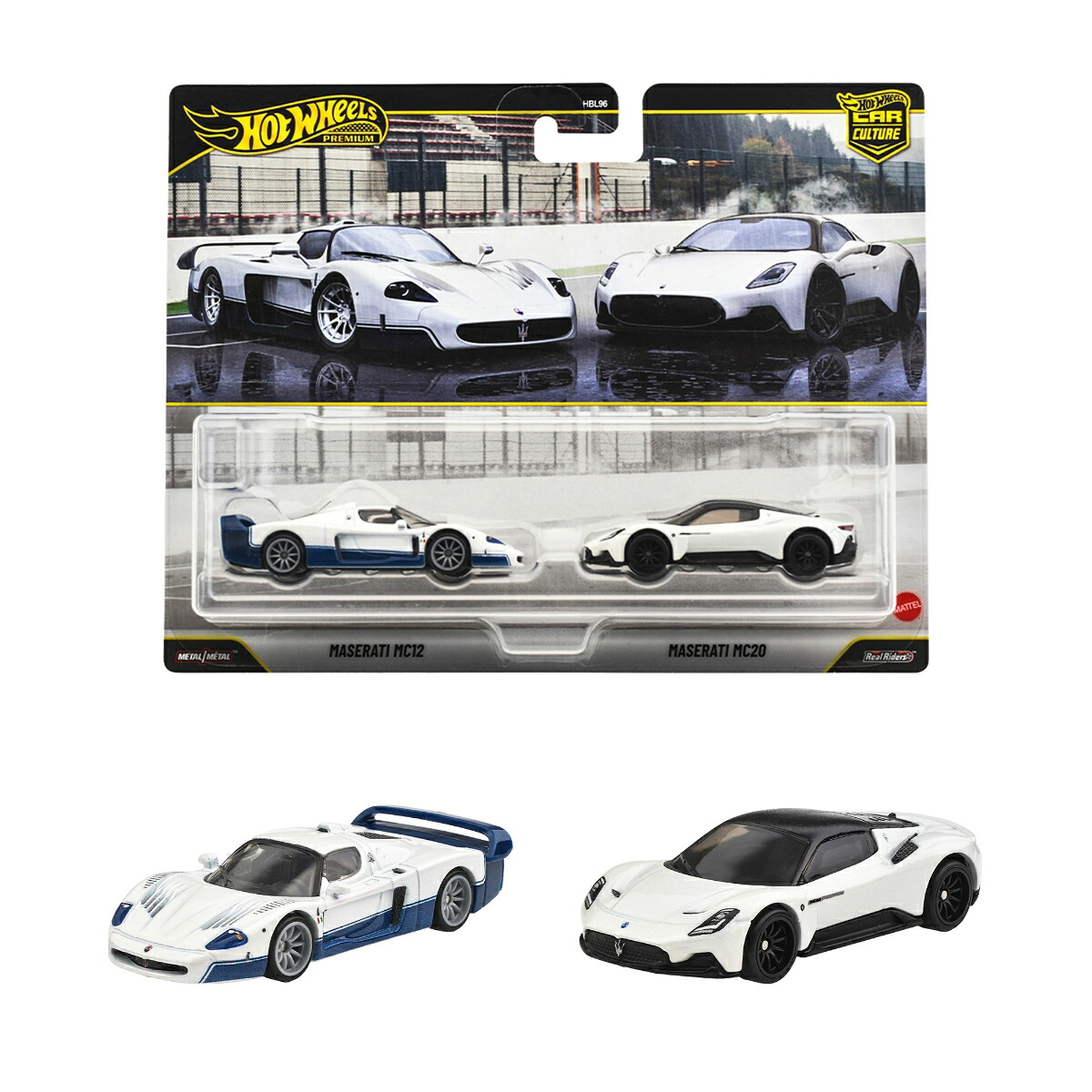 ホットウィール(HotWheels)プレミアム2パックマセラティMC12/マセラティMC20乗り物おもちゃミニカー3歳からホワイトJHW55
