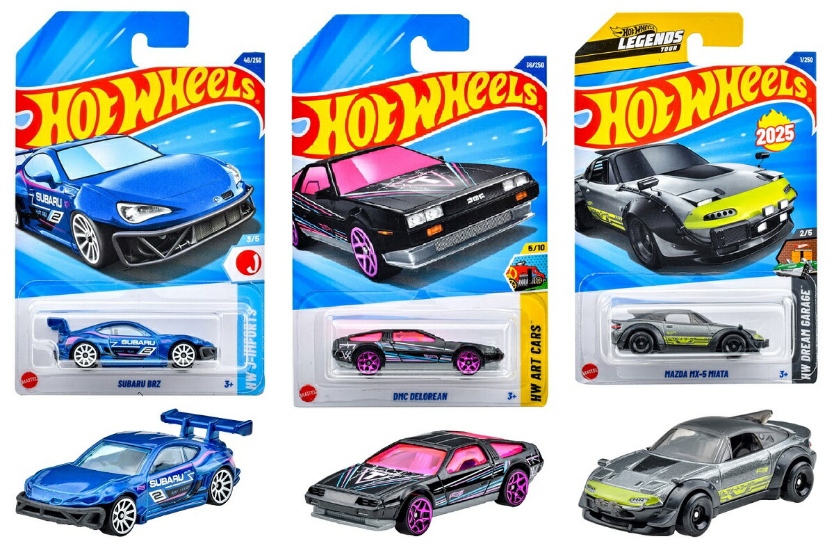 【楽天ブックス限定特典】【セット商品】ホットウィール(Hot Wheels) ベーシックカー スバル BRZ パンデムキット + DMC デロリアン + マツダ MX-5 ミアータ(アクリルキーホルダー 1種)