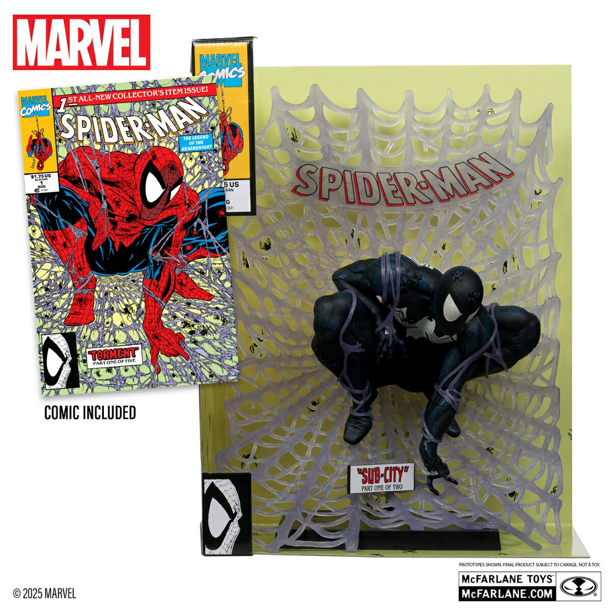 『マーベル・コミック』1/6スケール「シーン・フィギュア」#016 スパイダーマン（ブラックスーツ／プラチナム・エディション）[トッド・マクファーレン／Spider-Man Vol.1 #1] (フィギュア)画像