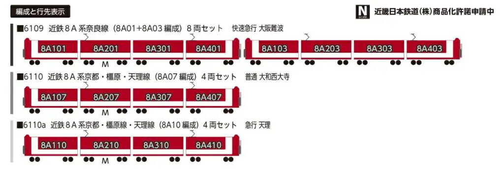 ブックス: 近鉄8A系京都・橿原・天理線（8A07編成)4両セット 【6110】 (鉄道模型 Nゲージ) - 玩具 - 4582501736993 : ゲーム