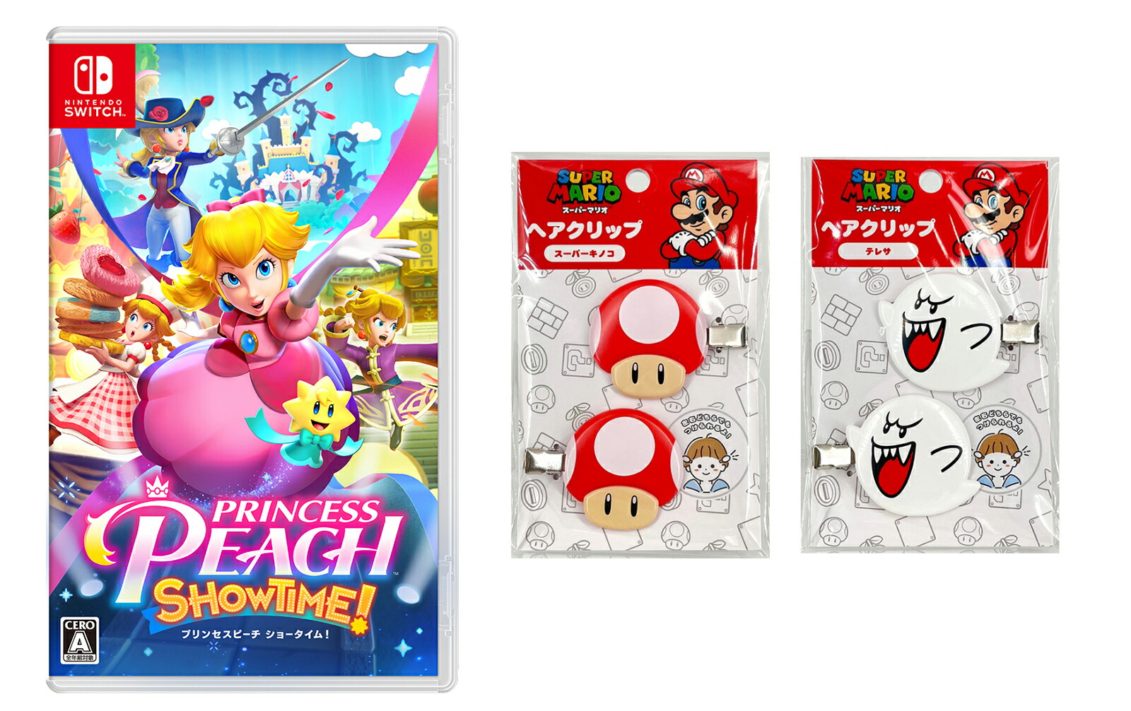 【セット商品】プリンセスピーチShowtime!＋マリオ.前髪クリップ2種