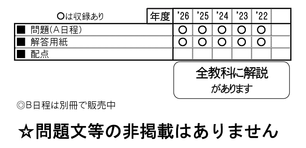 高槻中学校（A日程）（2027年春受験用）（大阪府国立・公立・私立中学校入学試験問題集）