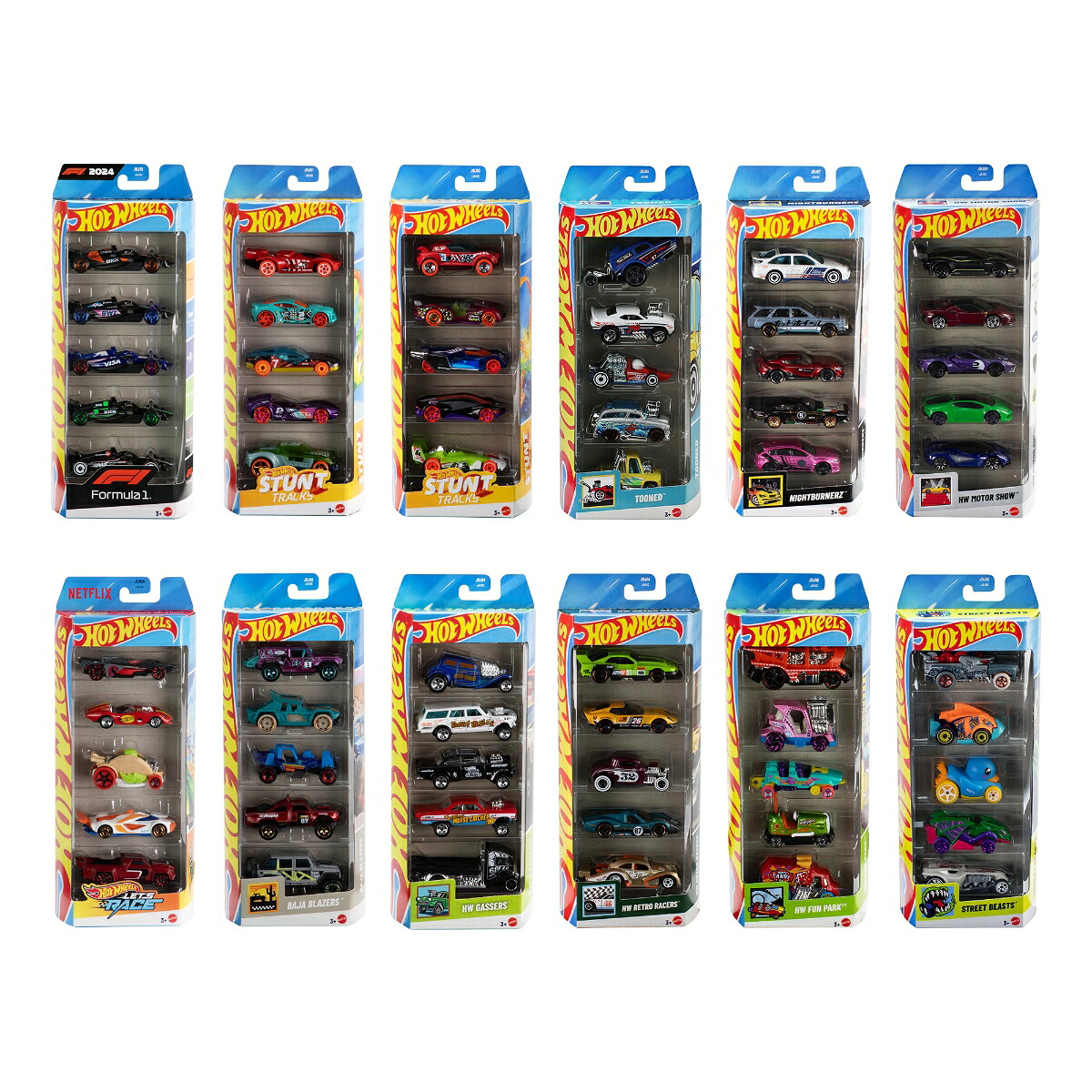 ホットウィール(HotWheels)5カーパックアソート12種コンプリートセット乗り物おもちゃミニカー合計60台BOX販売3歳からマルチ01806-98HR