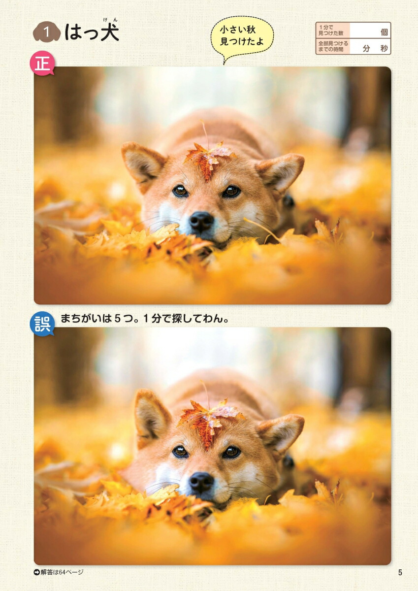 毎日脳活スペシャルいぬのまちがいさがし柴犬多めの巻[古賀良彦]