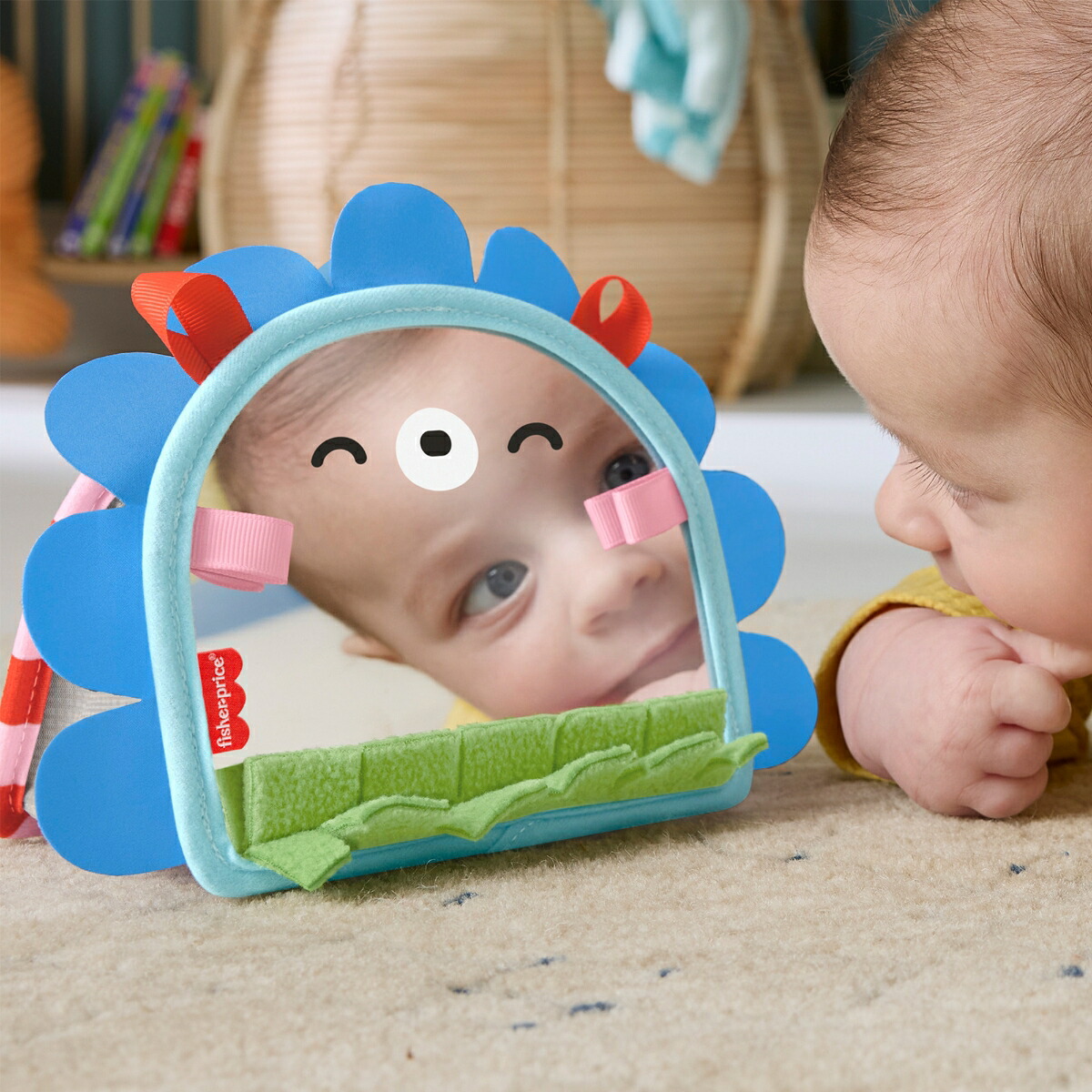 フィッシャープライス(fisherprice)ハリネズミくん見てさわってポータブルミラー赤ちゃん・幼児のおもちゃ知育アクティビティ玩具0ヵ月からブルーJHB45