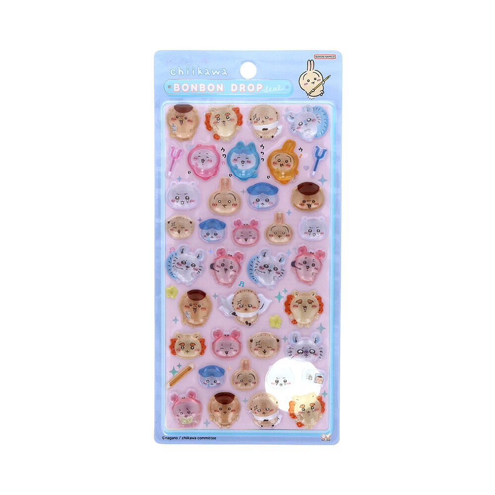 【セット商品】ちいかわボンボンドロップシール4種（モモンガ+古本屋+みんな・ニコニコ+みんな・ポーズ）