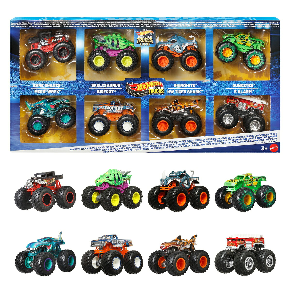 ホットウィール(HotWheels)モンスタートラックライブ8カーパック乗り物おもちゃミニカー8台入り3歳からマルチJNK20