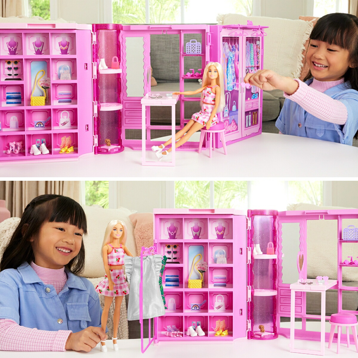 バービー(Barbie)しゅうのうりょくばつぐん!おしゃれなピンクのドリームクローゼット（ドールつき）きせかえ人形・ハウスままごと・ごっこ遊び3歳からピンクHXD58