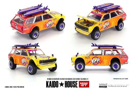 MINI-GT 1/64 ダットサン 510 ワゴン 4x4 Kaido ISLANDS V1(右ハンドル) 【KHMG210】 (ミニカー)画像