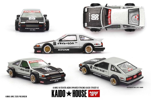 MINI-GT 1/64 Toyota AE86 スプリンタートレノ Kaido Street V2(右ハンドル) 【KHMG218】 (ミニカー)画像