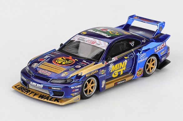 MINI-GT 1/64 Nissan シルビア(S15) LB-Super Silhouette #555 2025 Formula Drift ハロウィンスペシャル Team MINI GT Liberty Walk(右ハンドル) 【MGT01185-R】 (ミニカー)画像