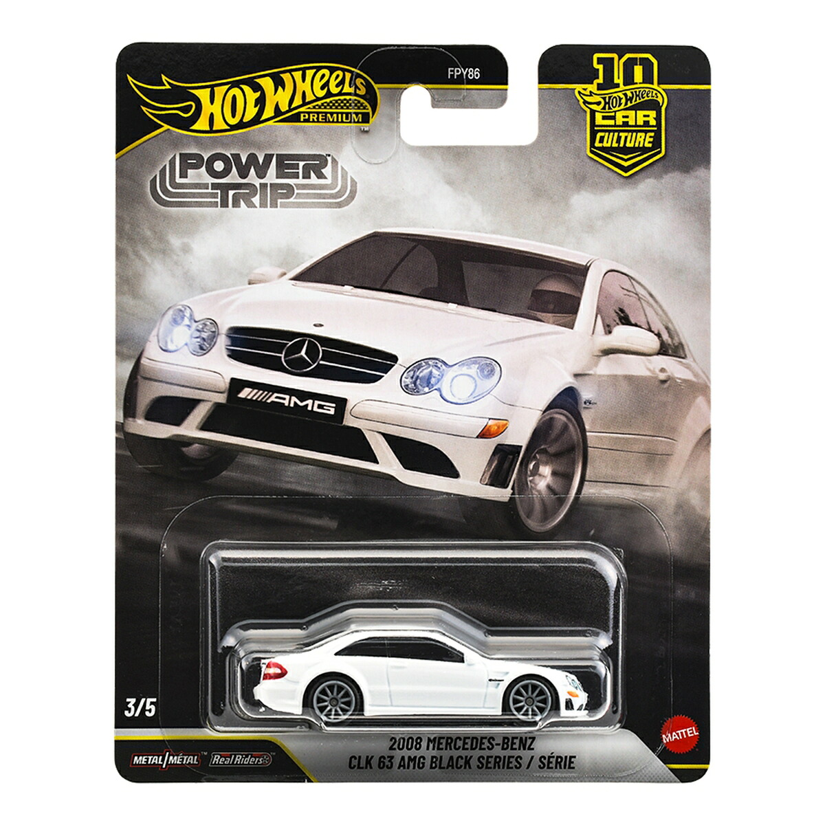 ホットウィール(HotWheels)カーカルチャーパワートリップ2008メルセデス・ベンツCLK63AMGブラックシリーズ乗り物おもちゃミニカー3歳からホワイトJKF29