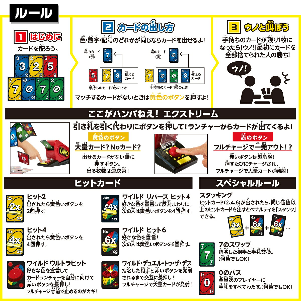 マテルゲーム(MattelGame)ウノ(UNO)ハンパねぇ！エクストリームカードランチャー付カードゲームパーティーグッズ2~6人用7歳からレッドJNK70