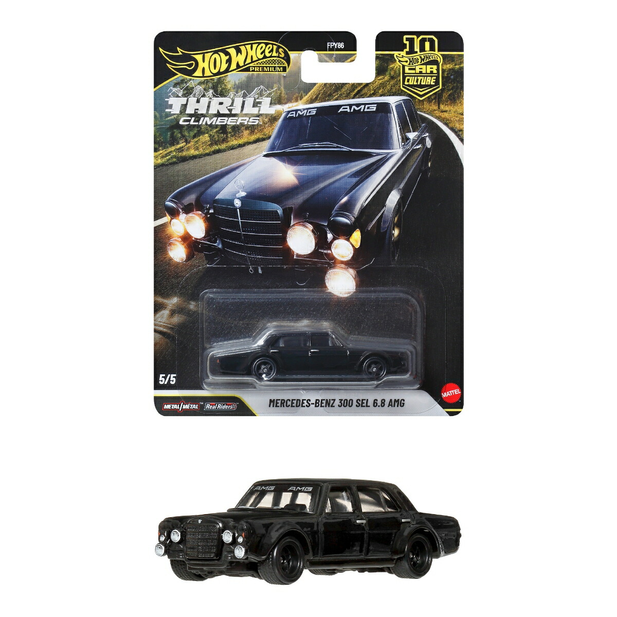ホットウィール(HotWheels)カーカルチャースリルクライマーズメルセデス・ベンツ300SEL6.8AMG乗り物おもちゃミニカー3歳からブラックJKF20