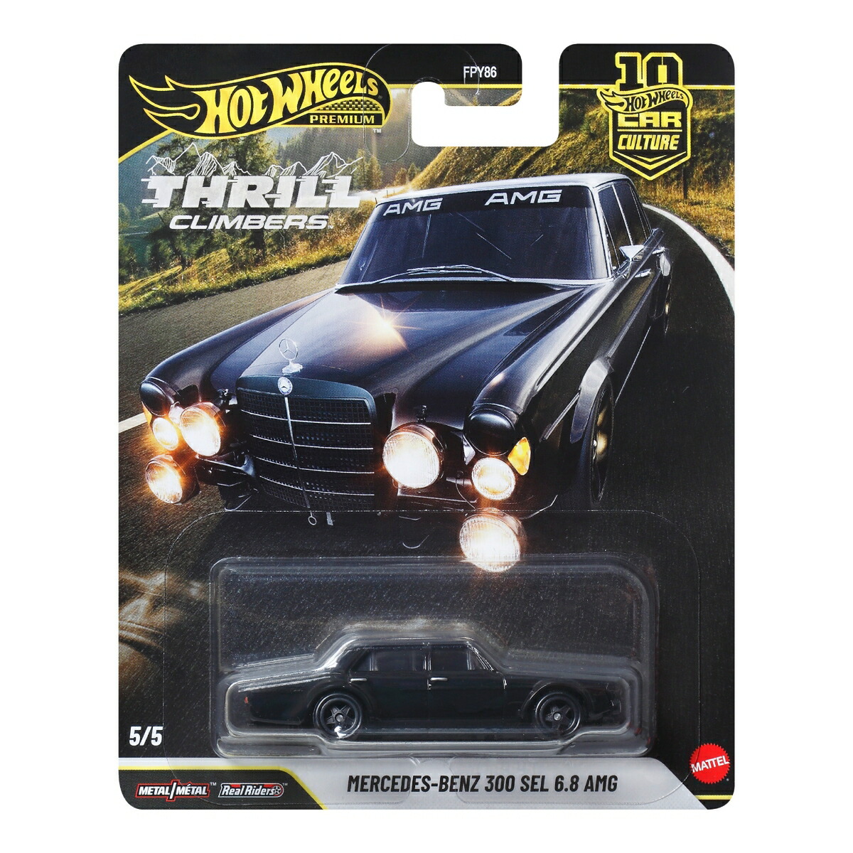 ホットウィール(HotWheels)カーカルチャースリルクライマーズメルセデス・ベンツ300SEL6.8AMG乗り物おもちゃミニカー3歳からブラックJKF20