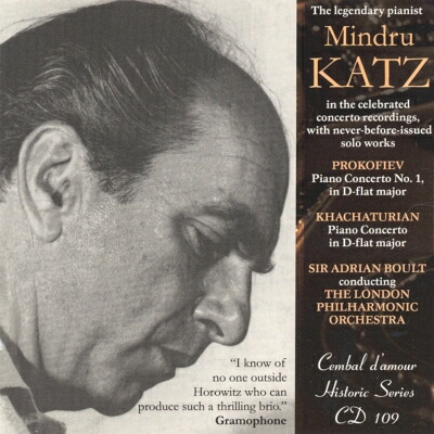 【輸入盤】プロコフィエフ：ピアノ協奏曲第1番、ハチャトゥリアン：ピアノ協奏曲、他　カッツ、ボールト＆ロンドン・フィル画像