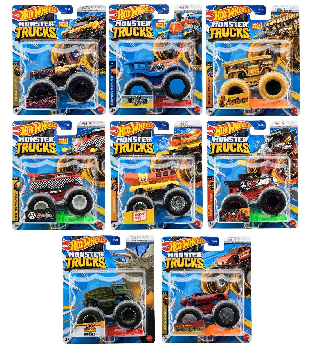 ホットウィール（HotWheels）モンスタートラック1:64アソート【ミニカー8台入りBOX販売】【3才~】987D-FYJ44