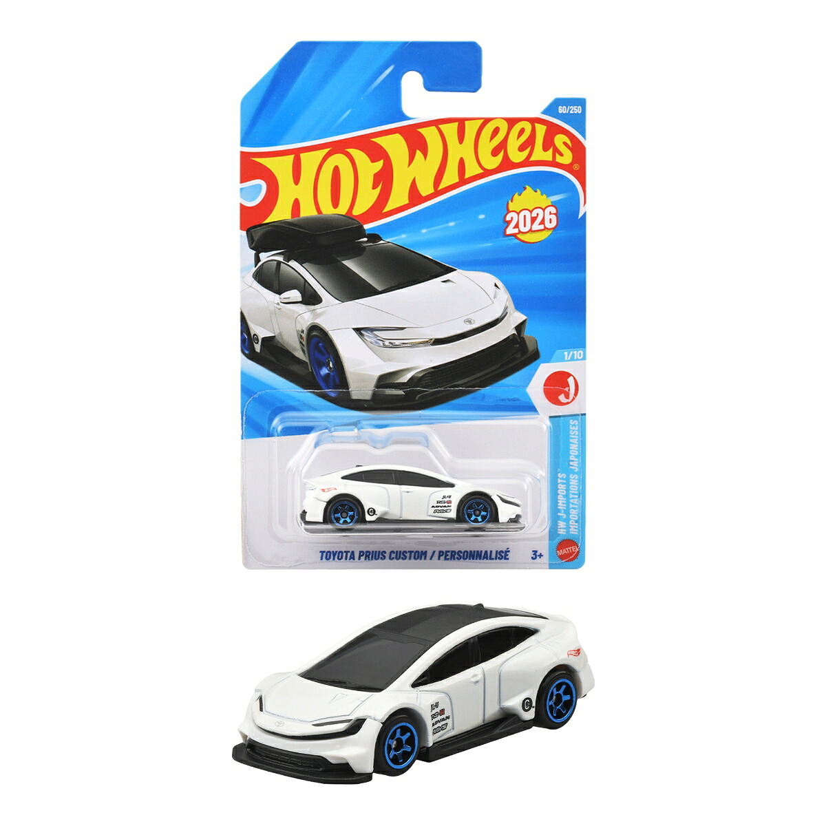 ホットウィール(HotWheels)ベーシックカートヨタプリウスカスタム乗り物おもちゃミニカー3歳からホワイトJMX10-NR