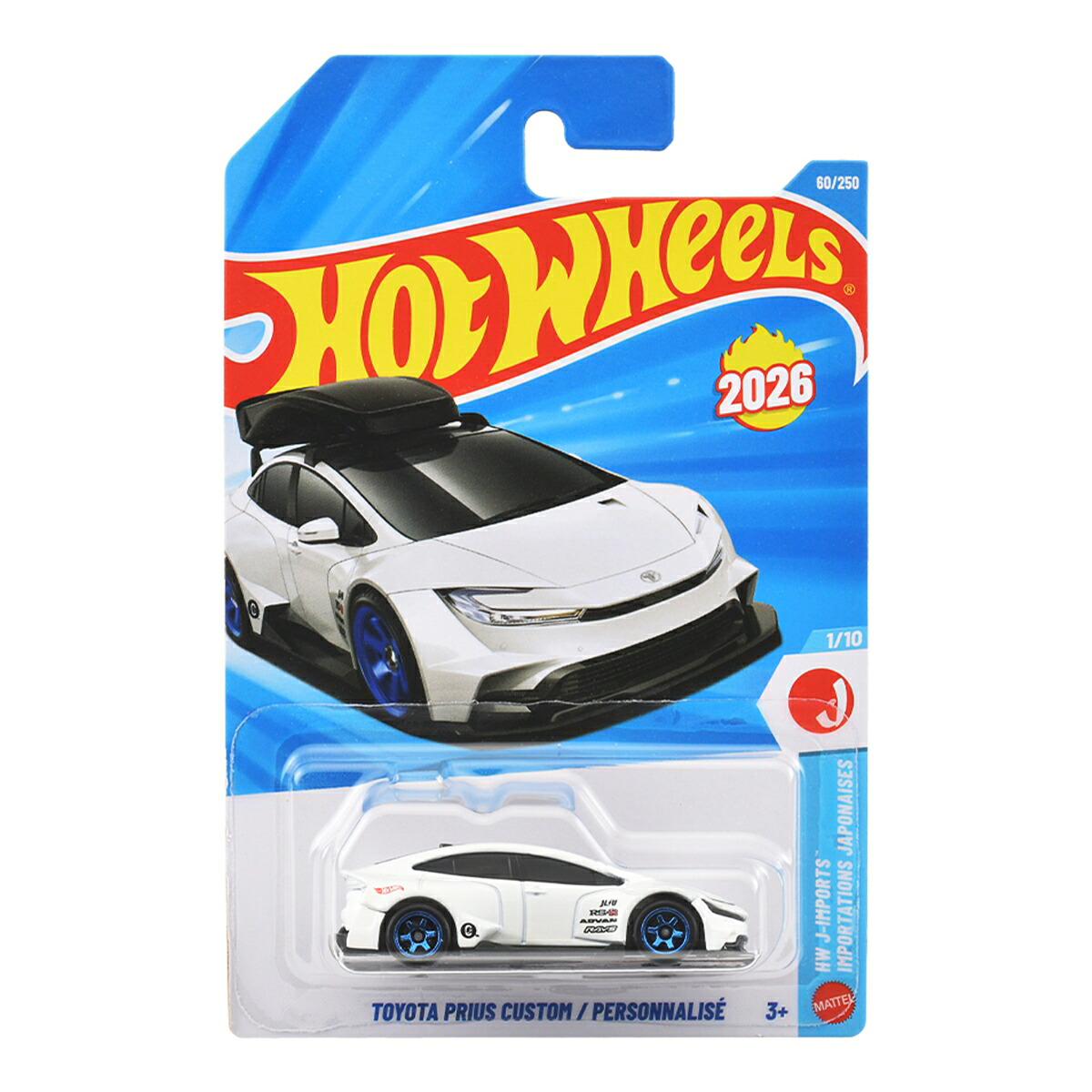 ホットウィール(HotWheels)ベーシックカートヨタプリウスカスタム乗り物おもちゃミニカー3歳からホワイトJMX10-NR