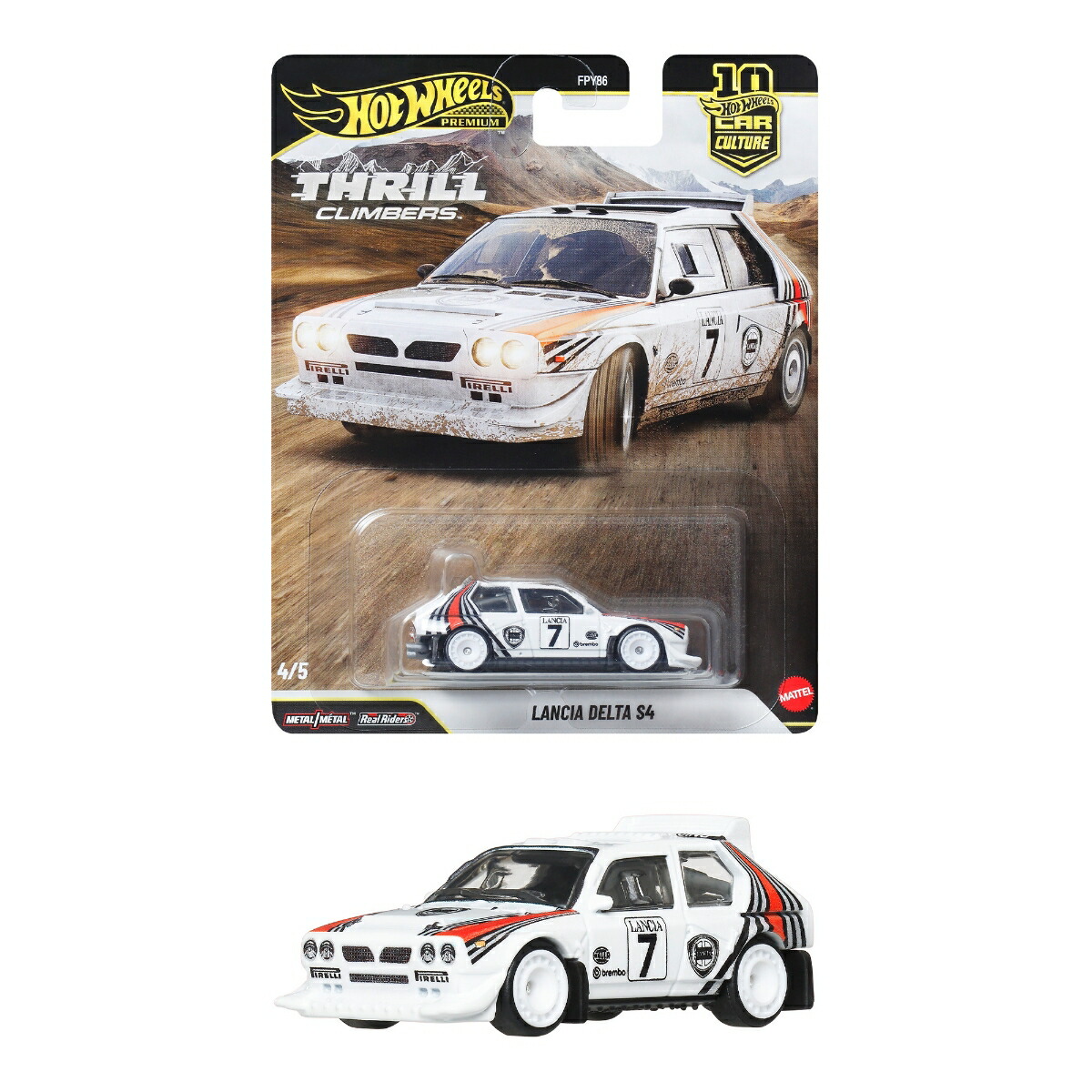 ホットウィール(HotWheels)カーカルチャースリルクライマーズランチア・デルタS4乗り物おもちゃミニカー3歳からホワイトJKF01