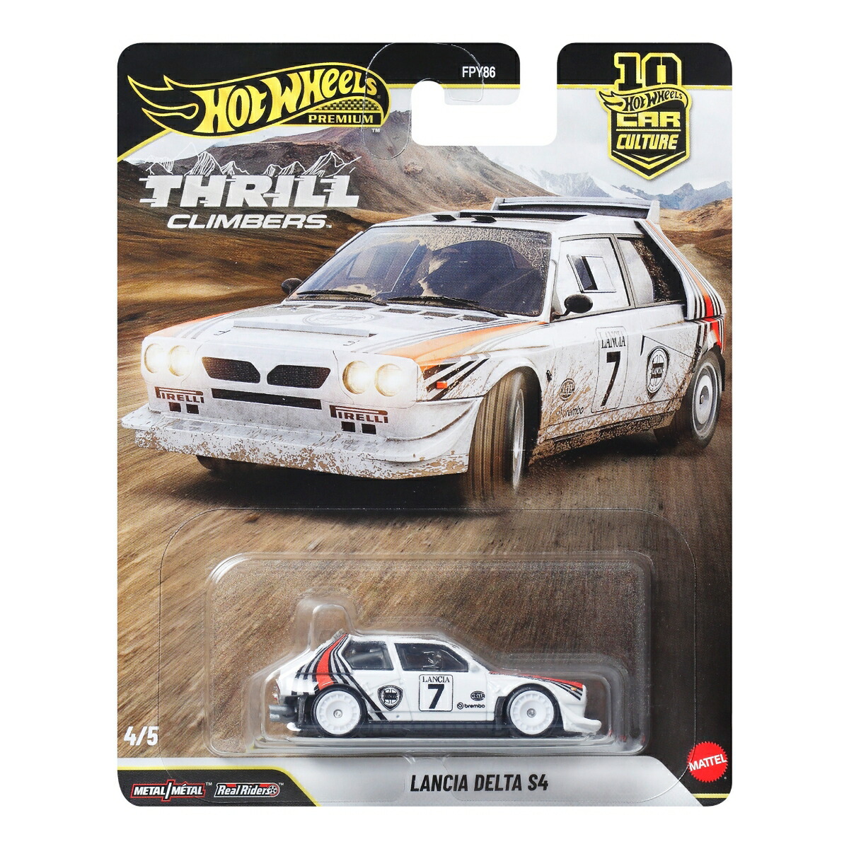 ホットウィール(HotWheels)カーカルチャースリルクライマーズランチア・デルタS4乗り物おもちゃミニカー3歳からホワイトJKF01
